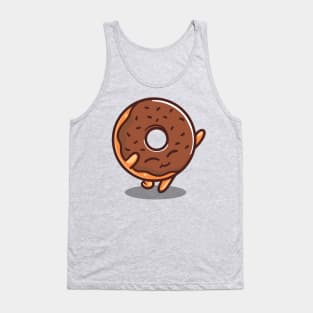 Happy Kawaii Donut Dancing Cute Funny Kawaii Food Brown Tank Top